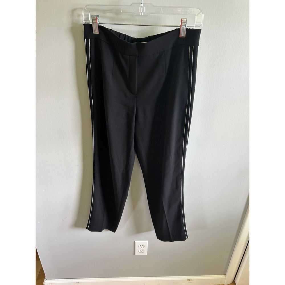 Babaton Black Trousers White Side Stripe Straight Leg Dress Pants Size 6 - Picture 2 of 3
